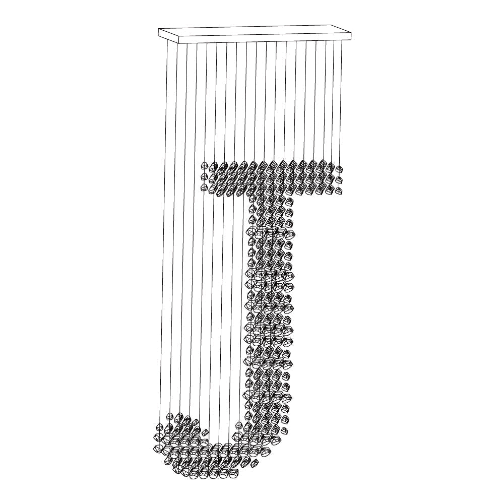 Charcoal Chandeliers G to L Long canopy J: L 39.4″ x W 13.8″ x H 98.4″ / L100cm x W 35cm x H 250cm / Black / Warm Light