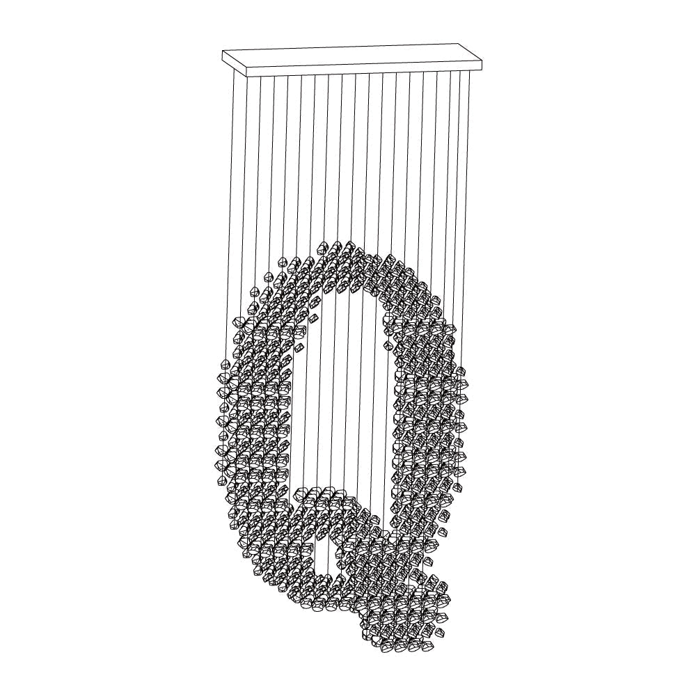 Charcoal Chandeliers M to R Long canopy Q: L 39.4″ x W 13.8″ x H 98.4″ / L100cm x W 35cm x H 250cm / Black / Warm Light