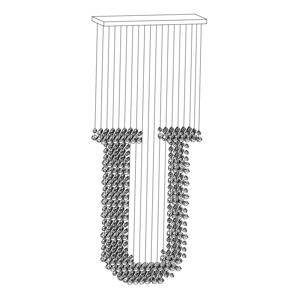 Charcoal Chandeliers U L 39.4″ x W 13.8″ x H 98.4″ / L100cm x W 35cm x H 250cm / Black / Warm Light Chandelier