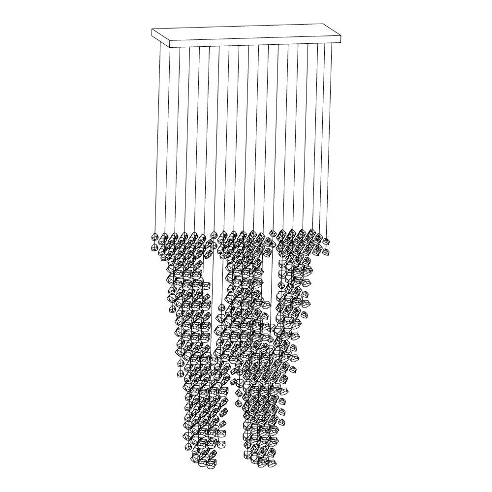 Charcoal Chandeliers S to Z Long canopy W: L 39.4″ x W 13.8″ x H 98.4″ / L100cm x W 35cm x H 250cm / Black / Warm Light
