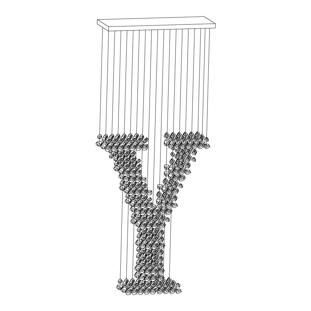 Charcoal Chandeliers S to Z Long canopy Y: L 39.4″ x W 13.8″ x H 98.4″ / L100cm x W 35cm x H 250cm / Black / Warm Light