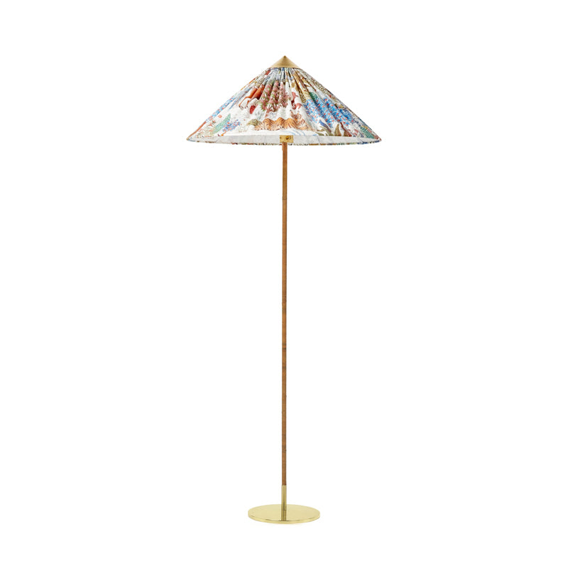 9602 Floor Lamp ? 24.8″ x H 60.6″ / Dia 63cm x H 154cm / Printed fabric lampshade & Brown light pole / US plug Floor