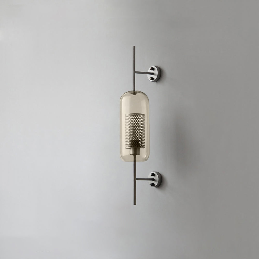 Chiswick Glass Wall Light ? 5.1″ x H 26.4″ / Dia 13cm x H 67cm / Silver / Amber Wall lamp