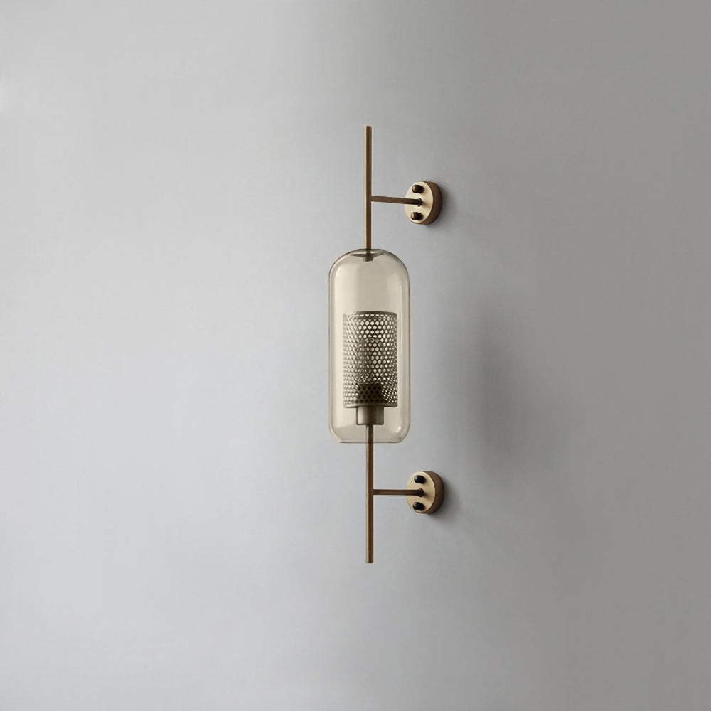 Chiswick Glass Wall Light ? 5.1″ x H 26.4″ / Dia 13cm x H 67cm / Copper plating / Amber Wall lamp