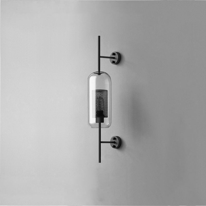 Chiswick Glass Wall Light ? 5.1″ x H 26.4″ / Dia 13cm x H 67cm / Black / Clear Wall lamp