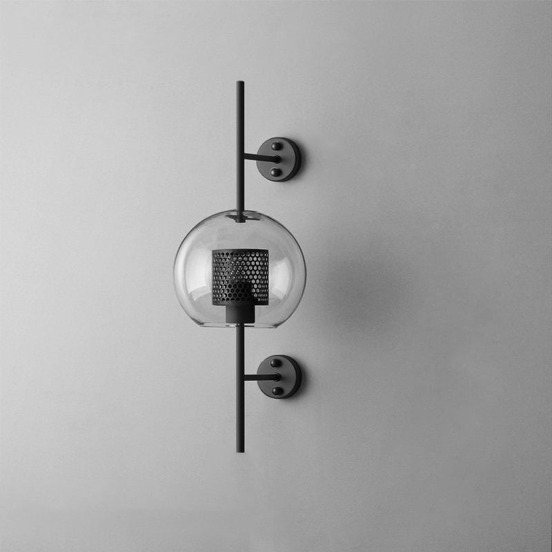 Chiswick Glass Wall Light ? 7.9″ x H 21.6″ / Dia 20cm x H 55cm / Black / Clear Wall lamp
