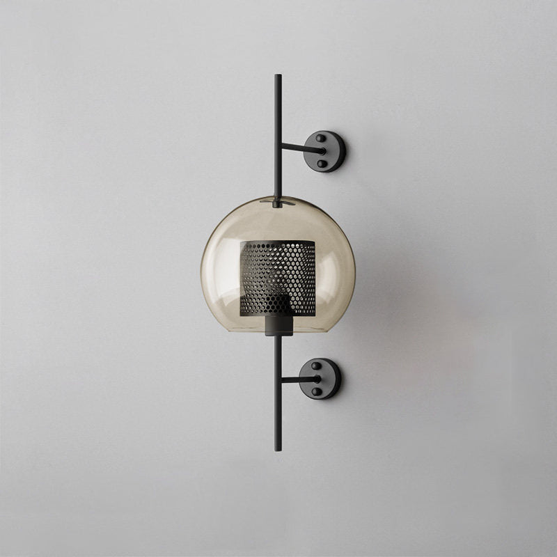 Chiswick Glass Wall Light ? 9.8″ x H 22.8″ / Dia 25cm x H 58cm / Black / Amber Wall lamp