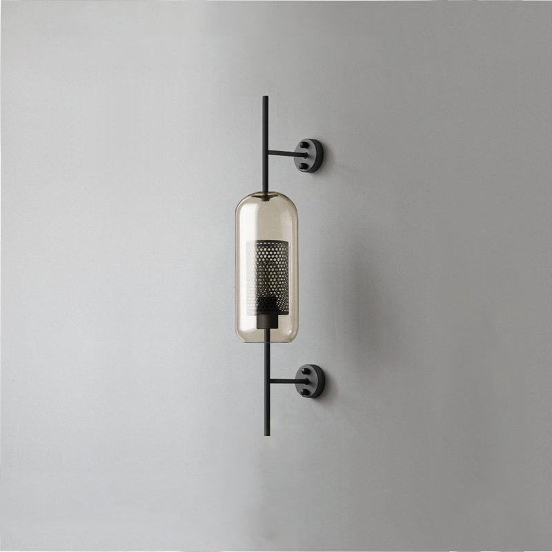 Chiswick Glass Wall Light ? 5.1″ x H 26.4″ / Dia 13cm x H 67cm / Black / Amber Wall lamp