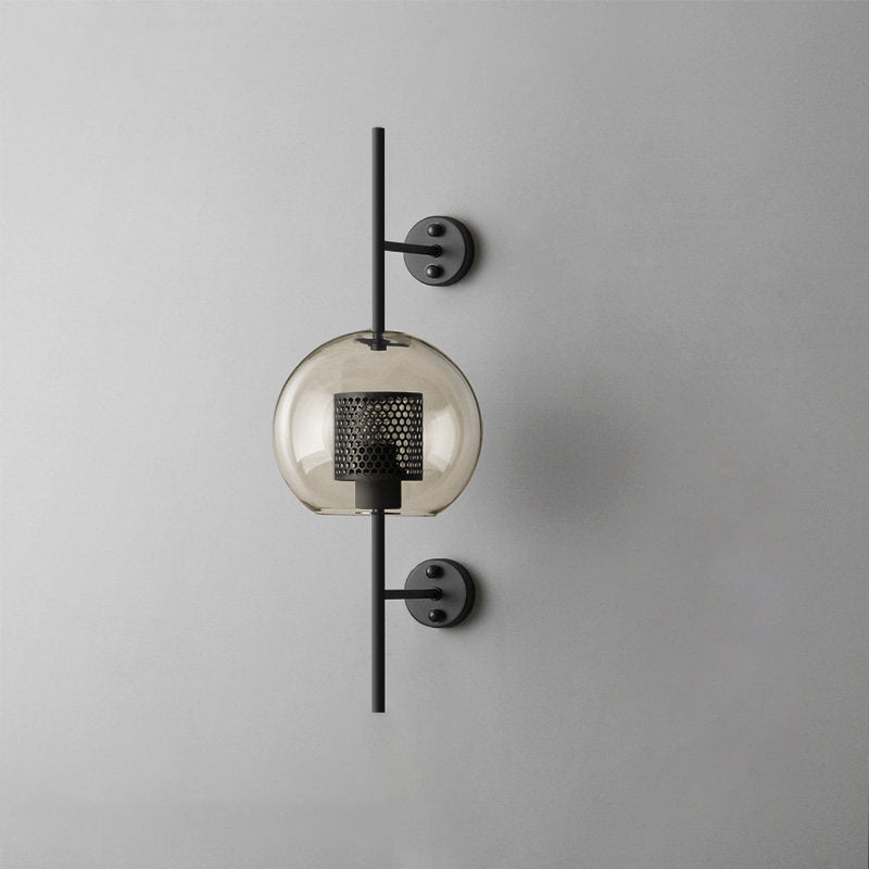 Chiswick Glass Wall Light ? 7.9″ x H 21.6″ / Dia 20cm x H 55cm / Black / Amber Wall lamp