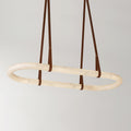 Circle Alabaster Chandelier L 23.6″ x W 9.8″ x H 3.1″ / L 60cm x W 25cm x H 8cm / Brown & White / Warm Light Chandelier