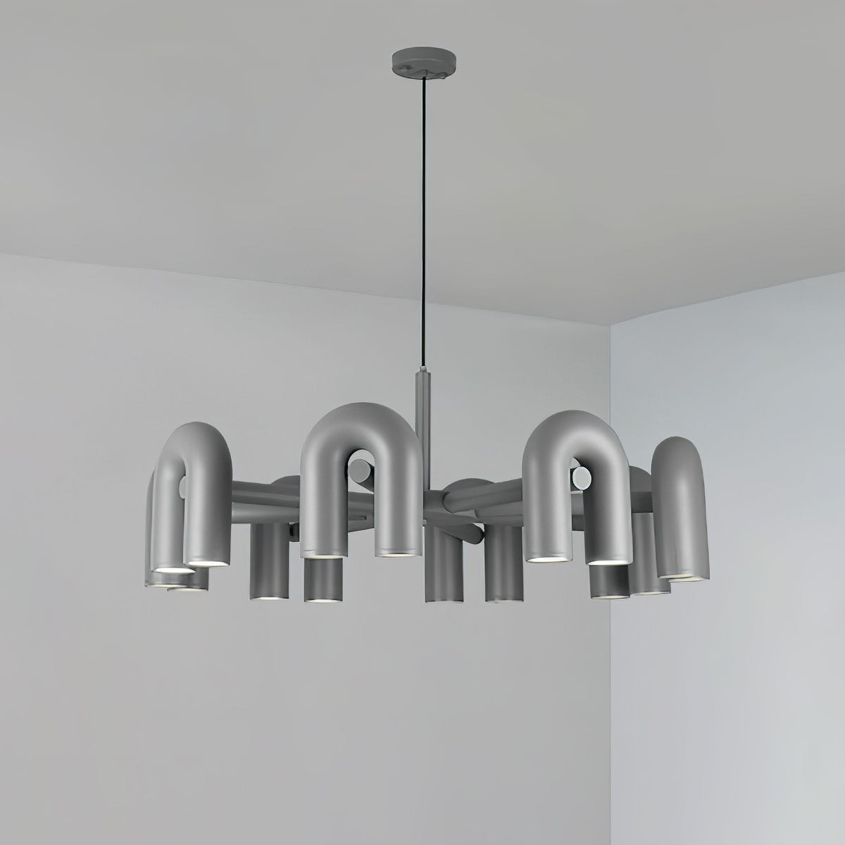 Cirkus Chandelier 8 Heads ? 39.4″ x H 14.8″ / Dia 100cm x H 37.5cm (Power: ~100W) / Gray / Warm White Chandelier