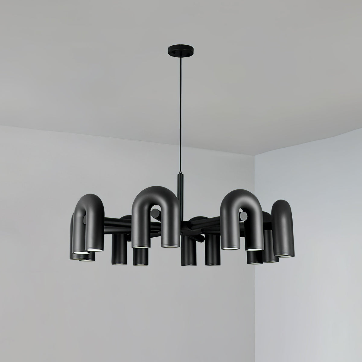 Cirkus Chandelier 8 Heads ? 39.4″ x H 14.8″ / Dia 100cm x H 37.5cm (Power: ~100W) / Black / Warm White Chandelier