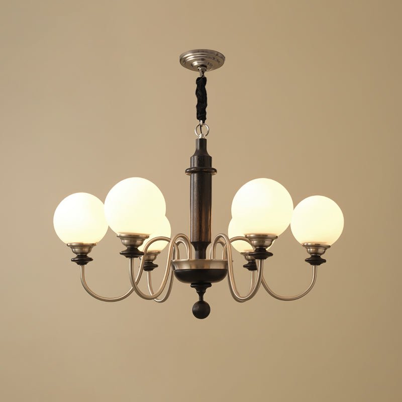Colonial Grace Chandelier 6 Heads Dia 79cm x H 49cm / ? 31.1″ x H 19.3″ / Black & Chrome Chandelier