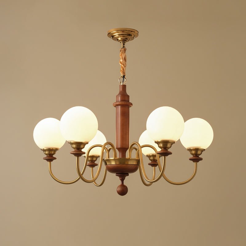 Colonial Grace Chandelier 6 Heads Dia 79cm x H 49cm / ? 31.1″ x H 19.3″ / Walnut Color & Gold Chandelier