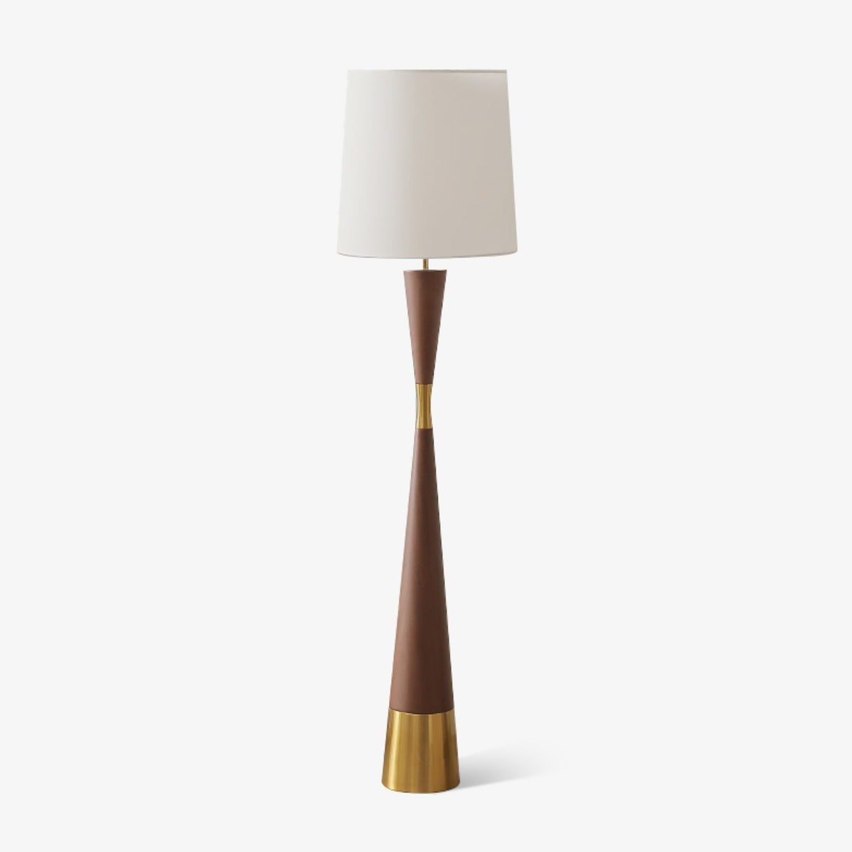Cone Waist Floor Lamp ? 15.7″ x H 63.4″ / Dia 40cm x H 161cm / Hydrographic Walnut Wood Grain Finish & White / US Plug