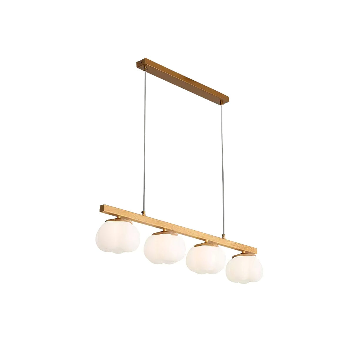Cotton Balls Chandelier 4 Lamps ∅ 37.4″ x H 4.7″ / Dia 95cm x H 12cm / Gold & Wood color & White Chandelier