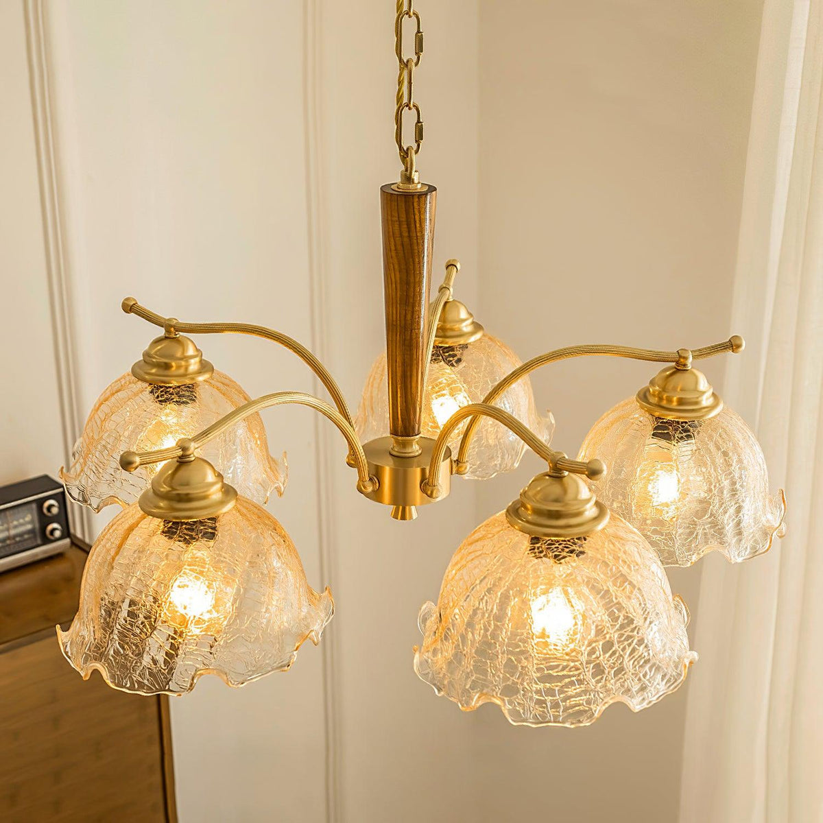 Crack Flower Chandelier 5 heads ∅ 31.4″ x H 13.7″ / Dia 80cm x H 35cm / Polished brass Chandelier