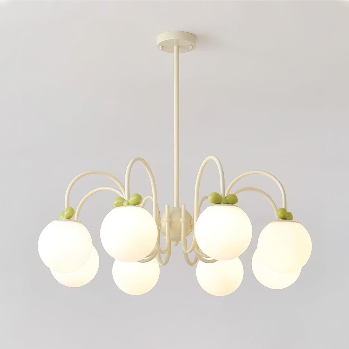 Cream Cherry Chandelier 8 heads ∅ 31.5″ x H 15.7″ / Dia 80cm x H 40cm / Creamy & White glass Chandelier