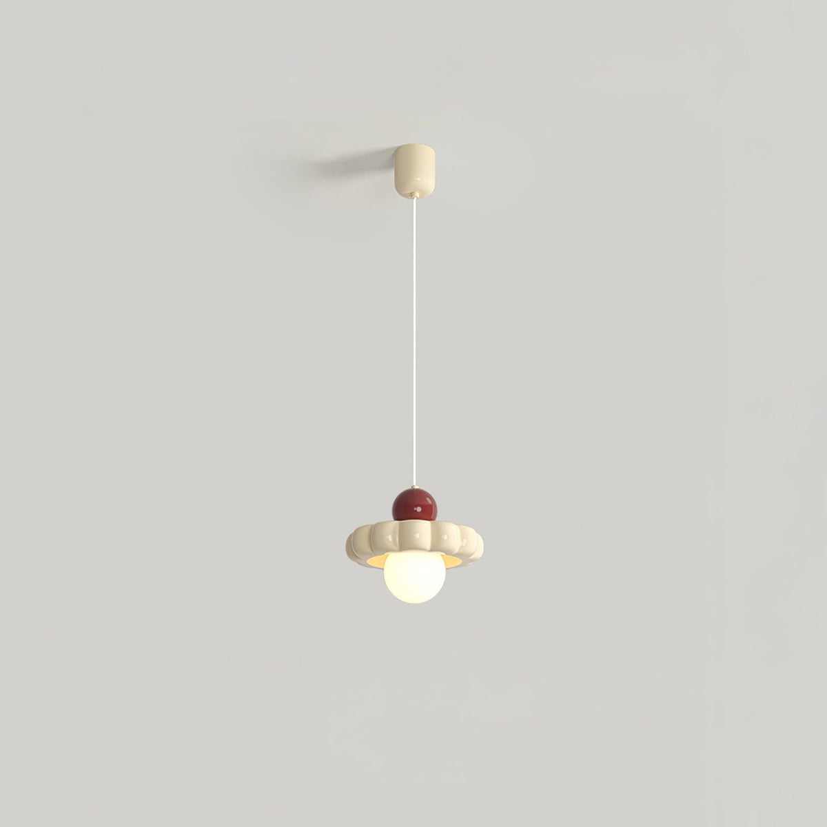 Cream Cloud Pendant Lamp ∅ 7.3″ x H 4.3″ / Dia 18.5cm x H 11cm / Milk coffee + Wine red Pendant light
