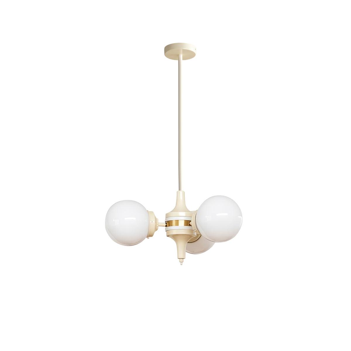 Cream Glass Ball Chandelier 3 lamps ∅ 19.7″ x H 9.8″ / Dia 50cm x H 25cm / Cream White Chandelier