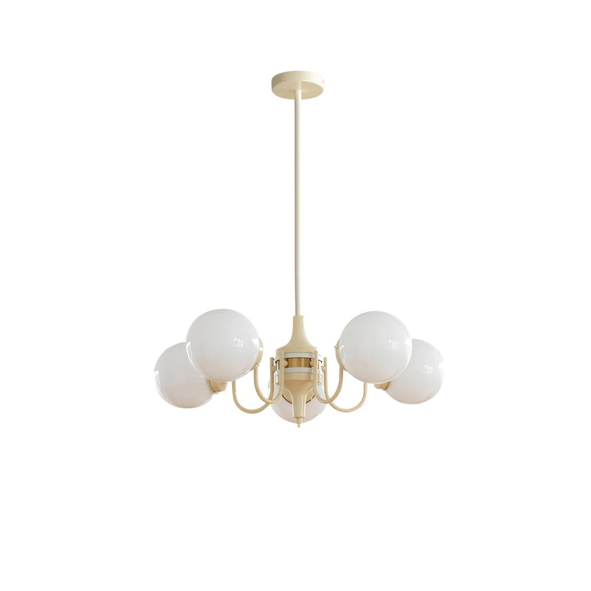 Cream Glass Ball Chandelier 5 lamps ∅ 25.6″ x H 9.8″ / Dia 65cm x H 25cm / Cream White Chandelier