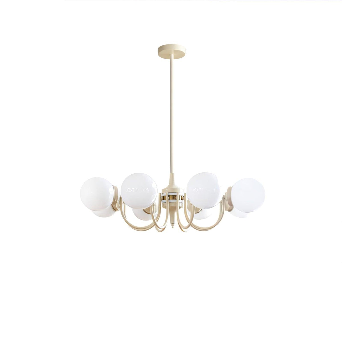 Cream Glass Ball Chandelier 8 lamps ∅ 33.5″ x H 9.8″ / Dia 85cm x H 25cm / Cream White Chandelier