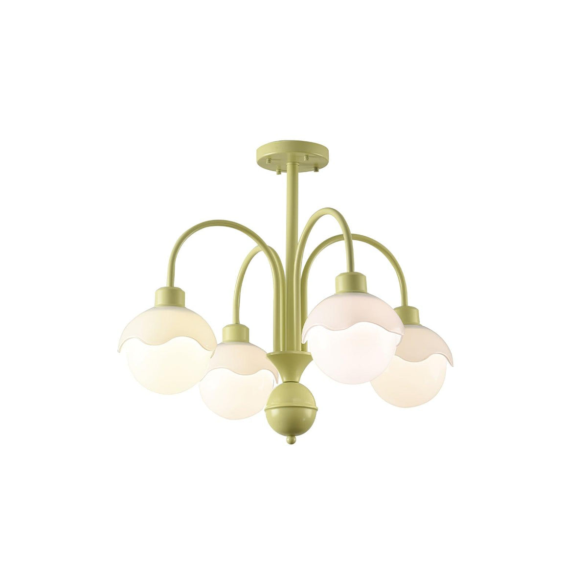 Creamy Lychee Matcha Chandelier 4 heads ∅ 20.5″ x H 21.3″ / Dia 52cm x H 54cm / Matcha & White glass Chandelier