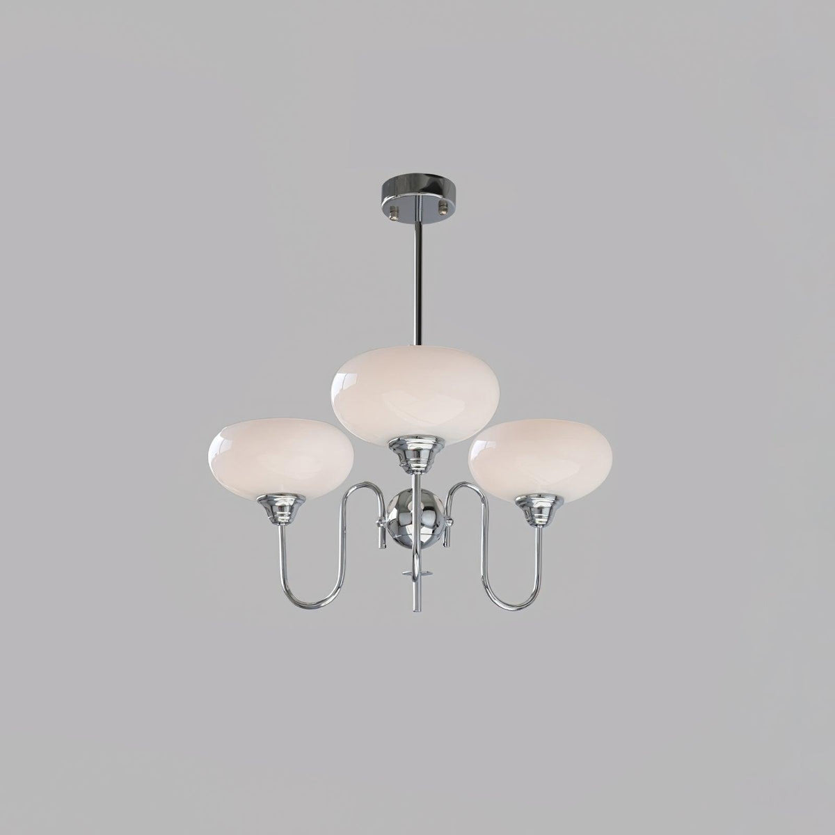 Creamy Persimmon Chandelier 3 Lamps ? 26.8″ x H 18.1″ / Dia 68cm x H 46cm / Chrome & Milk white Chandelier