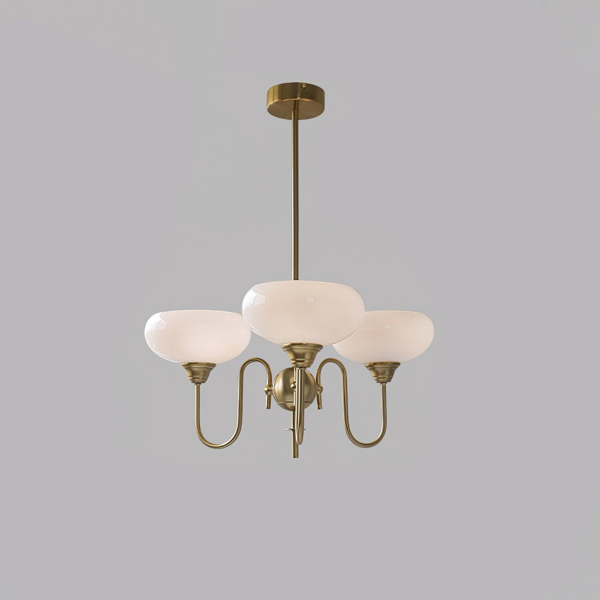 Creamy Persimmon Chandelier 3 Lamps ? 26.8″ x H 18.1″ / Dia 68cm x H 46cm / Gold & Milk white Chandelier