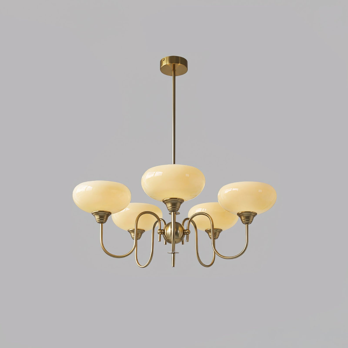 Creamy Persimmon Chandelier 5 Lamps ? 27.6″ x H 18.1″ / Dia 70cm x H 46cm / Gold & Creamy yellow Chandelier