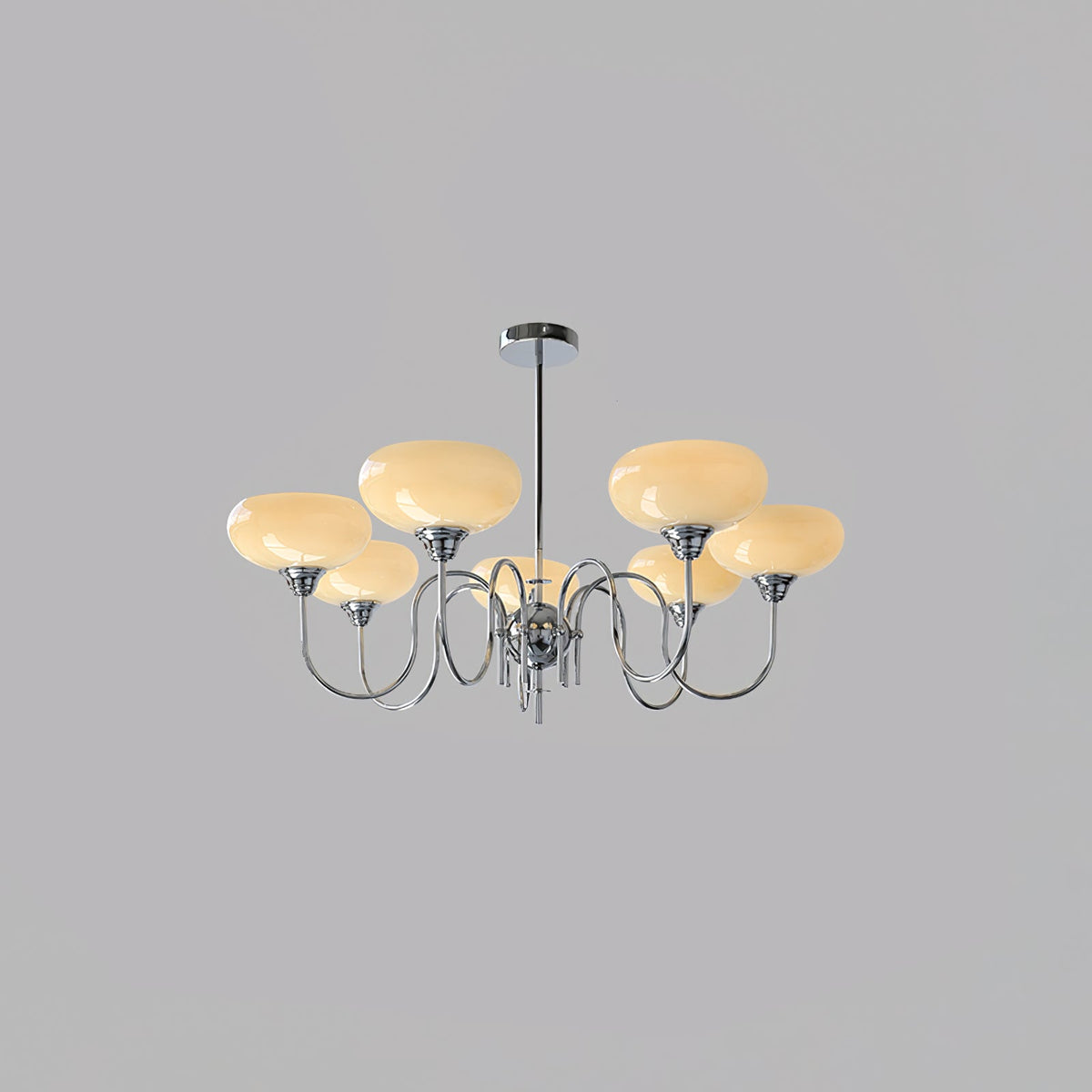 Creamy Persimmon Chandelier 7 Lamps ? 35.4″ x H 20.5″ / Dia 90cm x H 52cm / Chrome & Creamy yellow Chandelier