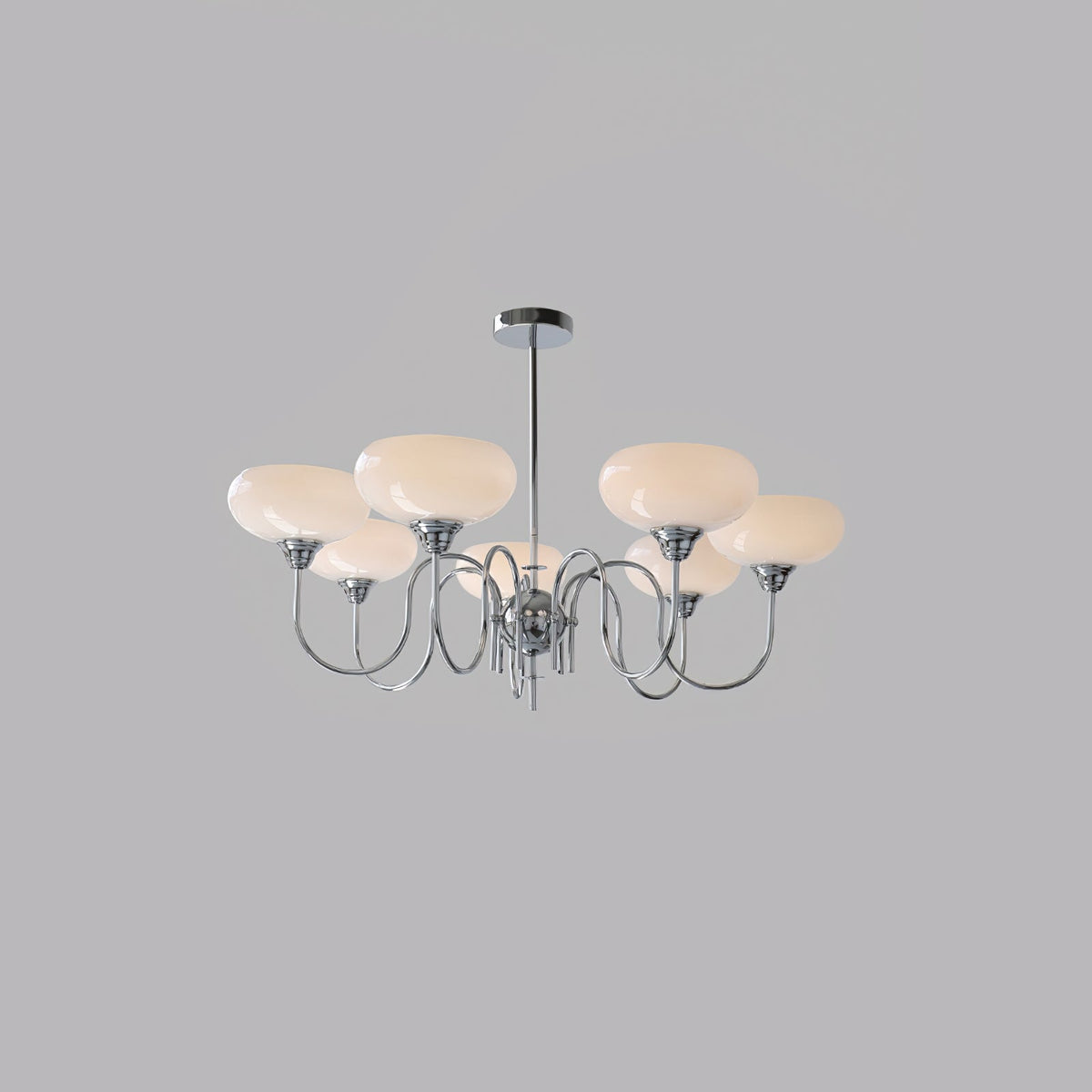 Creamy Persimmon Chandelier 7 Lamps ? 35.4″ x H 20.5″ / Dia 90cm x H 52cm / Chrome & Milk white Chandelier