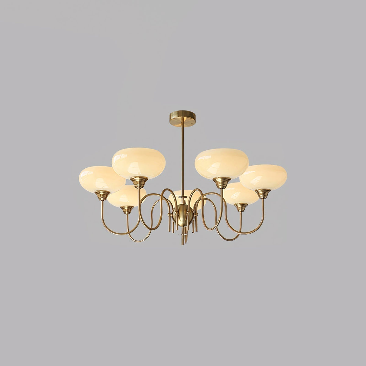 Creamy Persimmon Chandelier 7 Lamps ? 35.4″ x H 20.5″ / Dia 90cm x H 52cm / Gold & Creamy yellow Chandelier