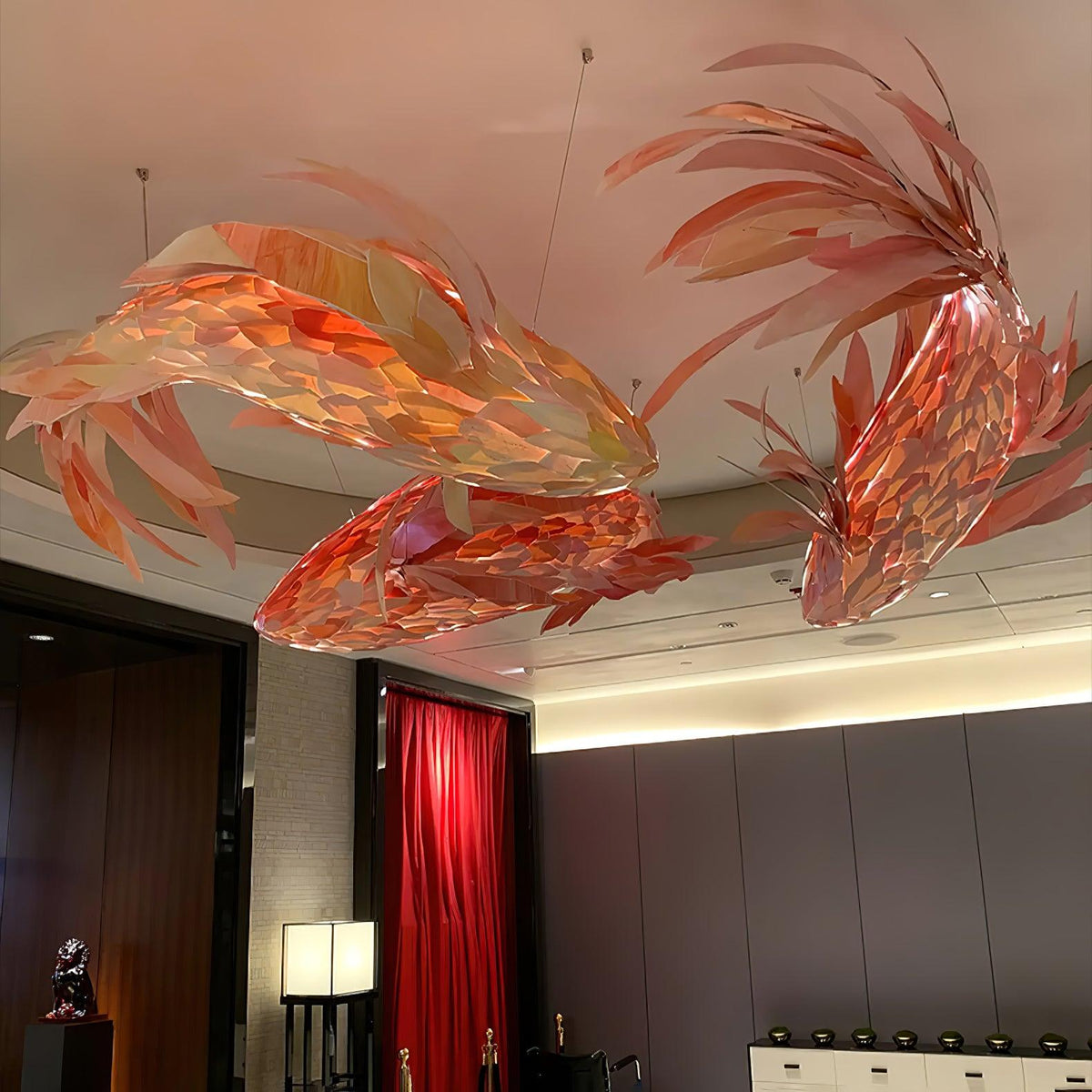 Crimson Swirl Koi Chandelier Chandelier
