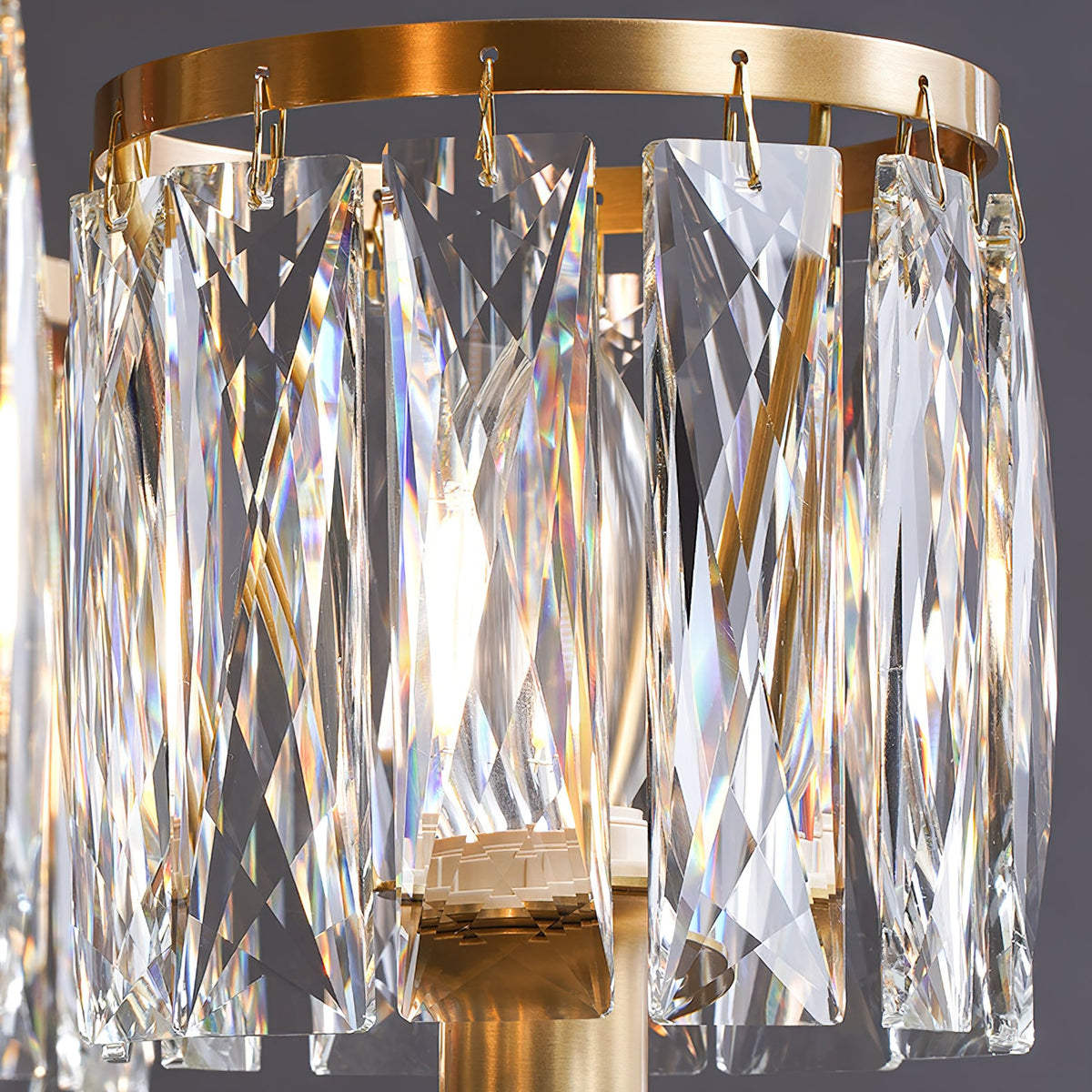 Crystal Column Brass Chandelier