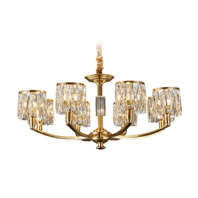 Crystal Column Brass Chandelier