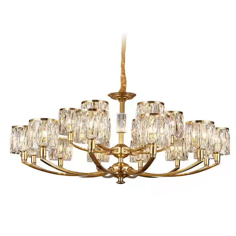 Crystal Column Brass Chandelier