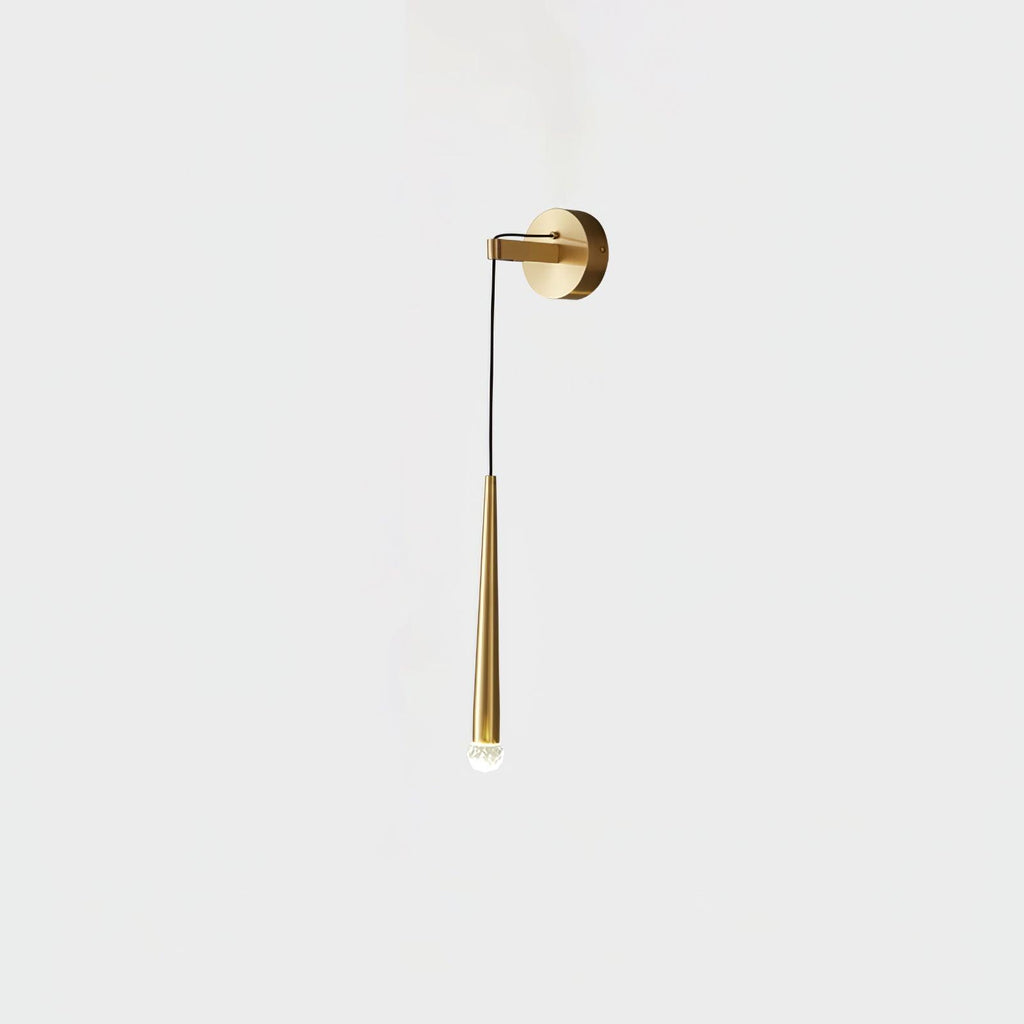 Crystal Conical Wall Lamp Model A ? 3.9″ x H 26.8″ / Dia 10cm x H 68cm / Brass / Three-Color Changing Light Wall lamp