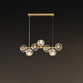 Crystal Glass Ball Chandelier 7 Heads L 25.6″ x W 7.1″ x H 39.4″ / L 65cm x W 18cm x H 100cm / Brass & Clear Chandelier