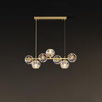 Crystal Glass Ball Chandelier 7 Heads L 25.6″ x W 7.1″ x H 39.4″ / L 65cm x W 18cm x H 100cm / Brass & Clear Chandelier