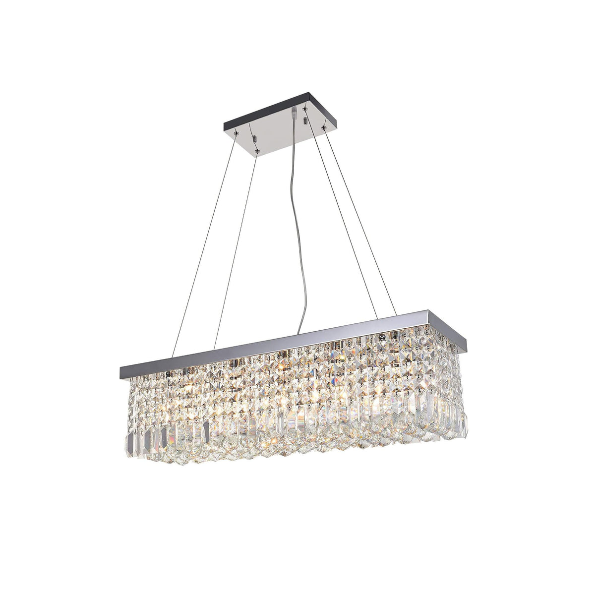 Crystal Raindrop Chandelier L 39.3″ x H 7.4″/ L 100cm x H 19cm / Chrome Chandelier