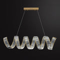 Curved LED Chandelier Single Layer ? 39.4″ x H 59″/ Dia 100cm x H 150cm / Gold + Clear / Bi-color/Multicolor LED
