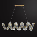 Curved LED Chandelier Single Layer ? 39.4″ x H 59″/ Dia 100cm x H 150cm / Gold + Clear / Bi-color/Multicolor LED