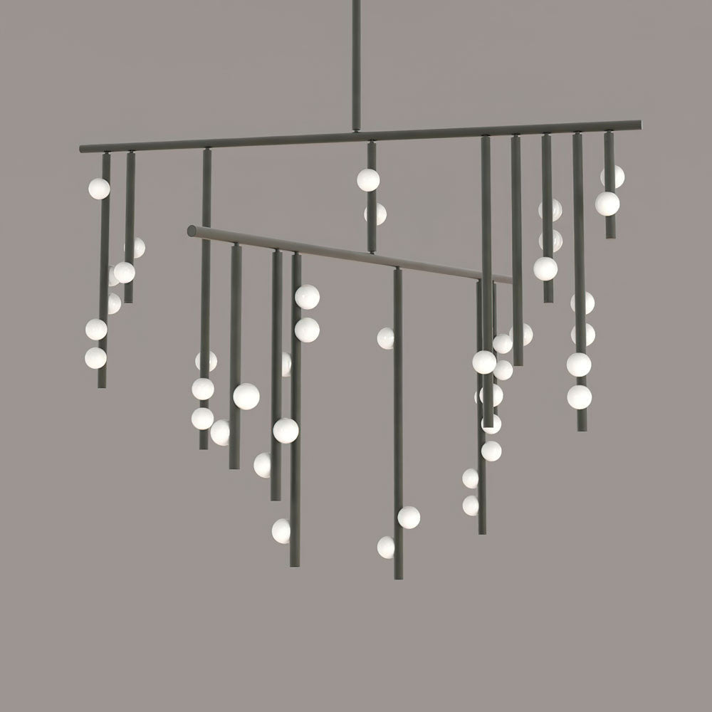 Drop System Chandelier 42 Heads L 47.2’’ x W 43.3’’ x H 59.1’’ / L 120cm x W 110cm x H 150cm / Black & White Chandelier