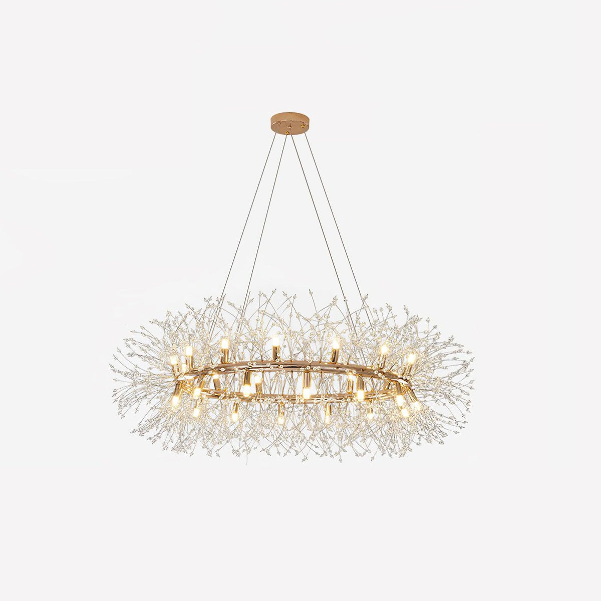 Dandelion Round Chandelier ? 37.4″ x H 59.1″ / Dia 95cm x H 150cm (G9*20) / Clear Glass & Gold Chandelier