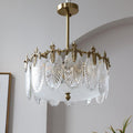 Decorative Pattern Glass Round Chandelier 5 heads Φ 15.7″ x H 9.1″ / Dia 40cm x H 23cm / Copper + Clear Chandelier