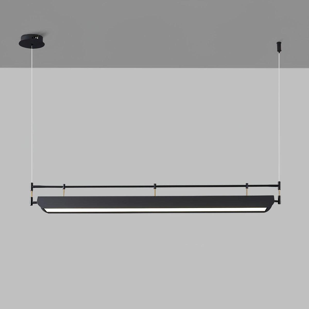 Dessau Chandelier L 47.2″ x W 3.9″ x H 59″ / L 120cm x W 10cm x H 150cm / Black & White / Warm Light Chandelier
