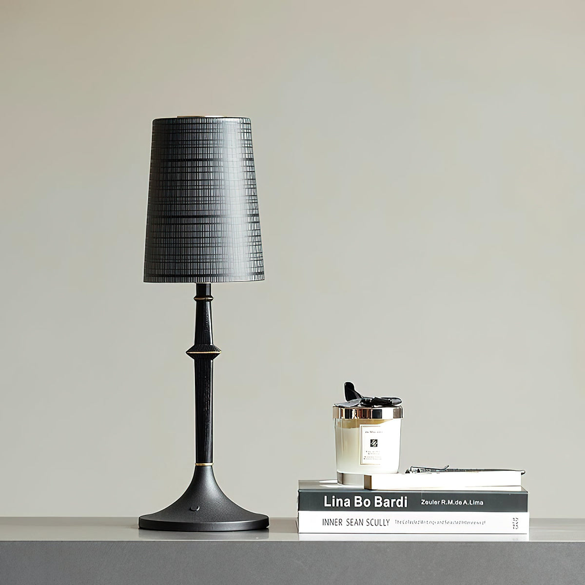 Devon Black Table Lamp (Built-in Battery)