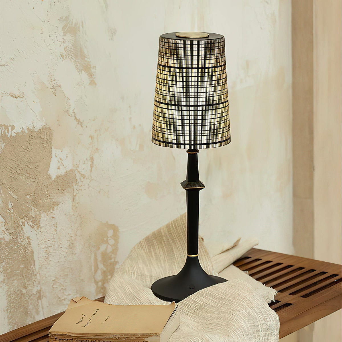 Devon Black Table Lamp (Built-in Battery)