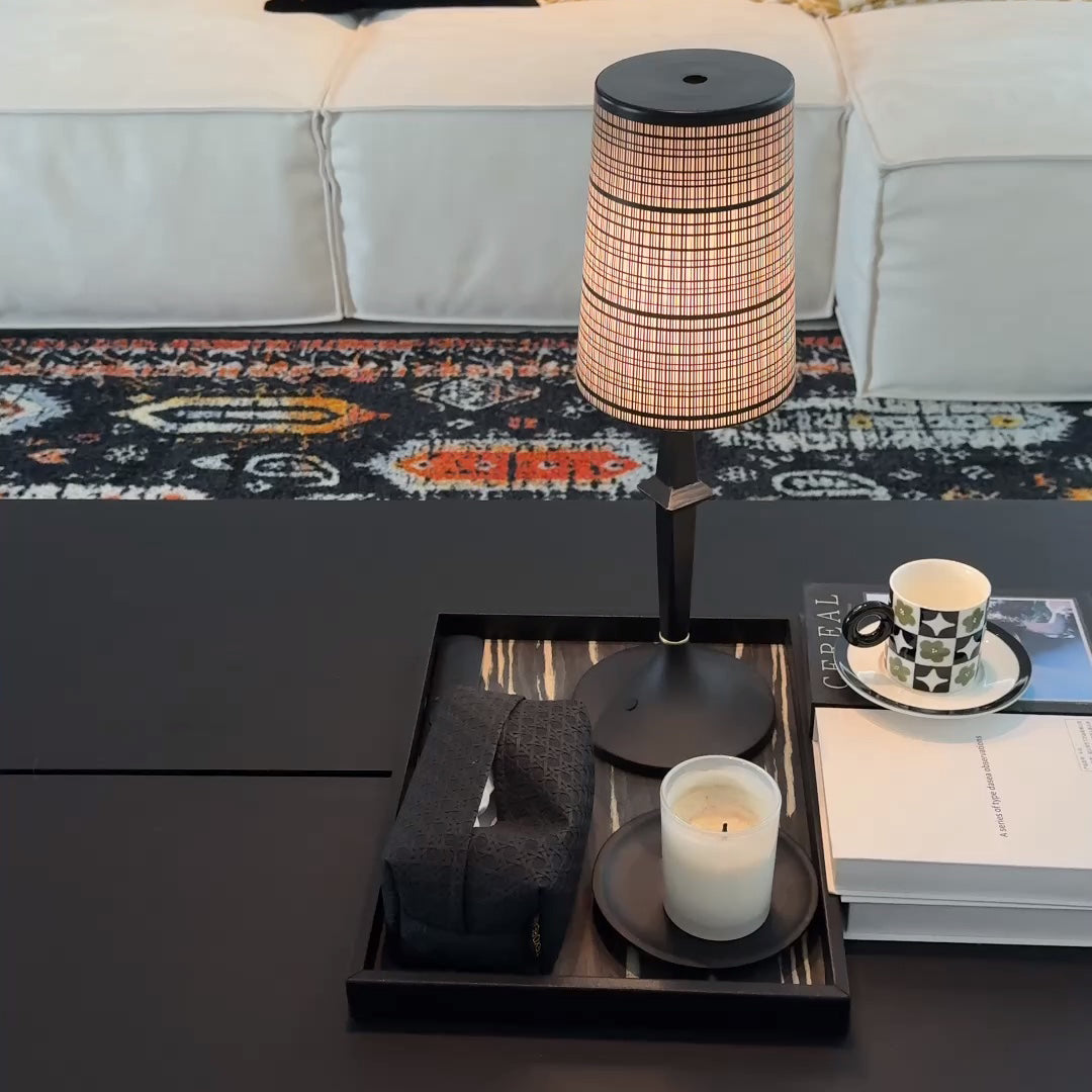Devon Black Table Lamp (Built-in Battery)